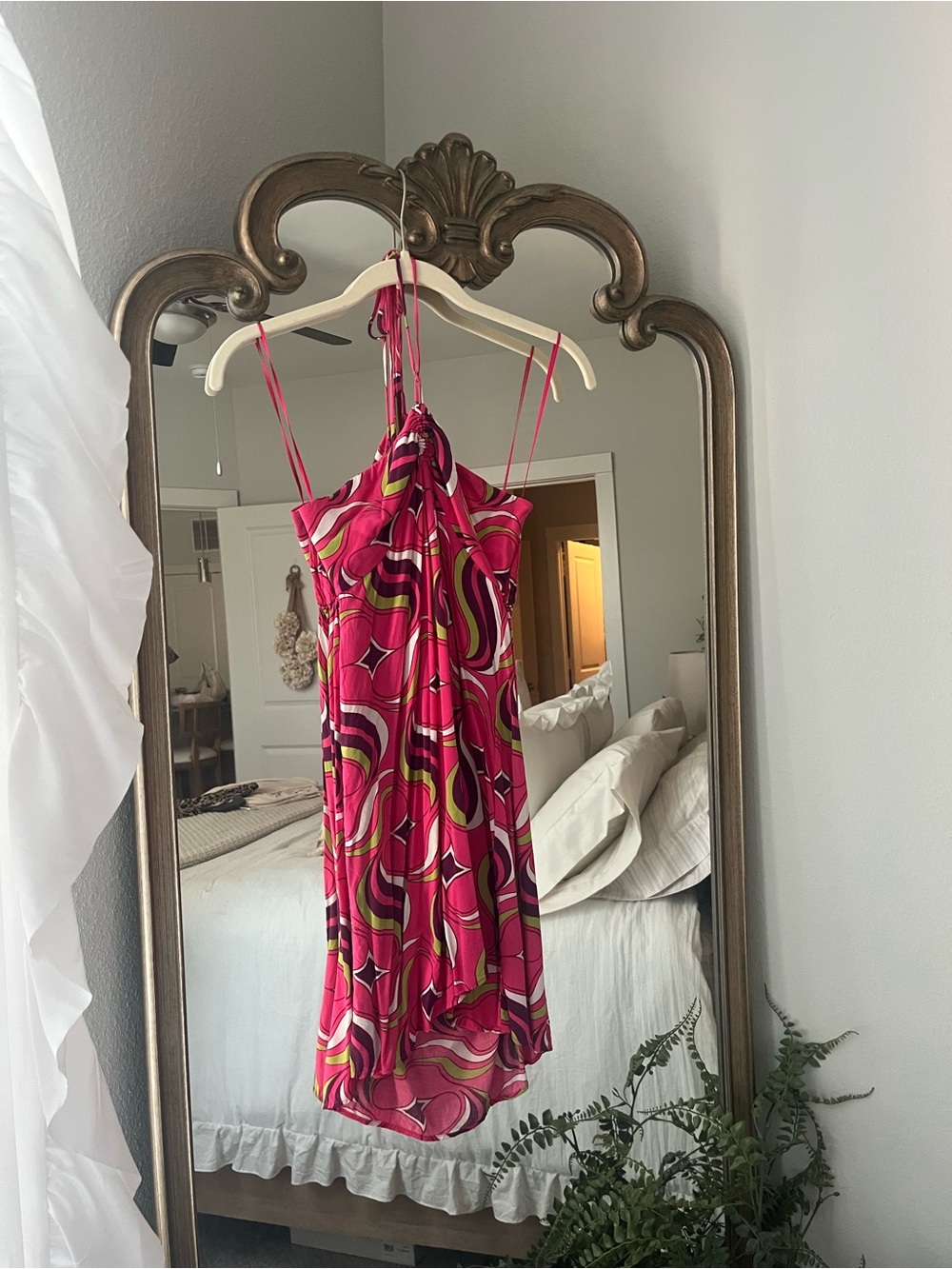 ZARA Pink Abstract Print Halter Dress